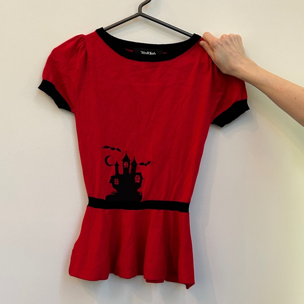 Halloween Haunted Peplum Sweater by ModCloth and Collectif